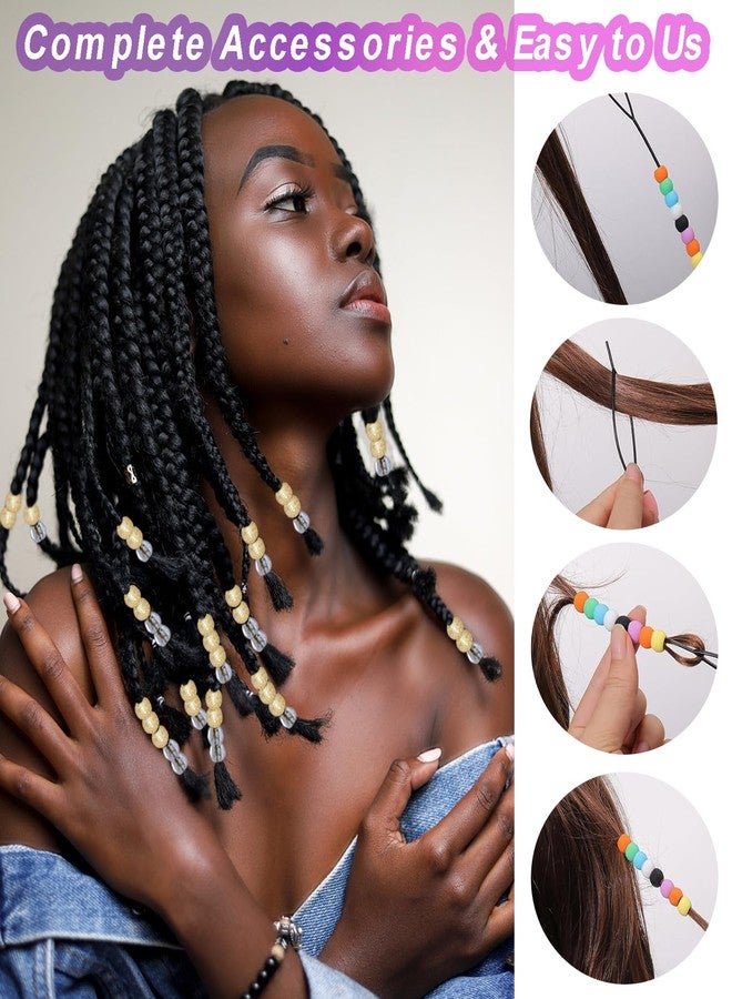Everfunny 120 Pcs Silicone Hair Beads for Women Girls Braids, Soft Colorful Pony Beads Bulk for Kids Girls Women Hair Accessories for Braids (Glitter Golden) - Image 5